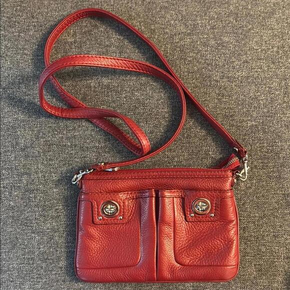 Pelle Studio Red Leather Crossbody Bag with Adjustable Strap Excellent condition - Picture 1 of 10